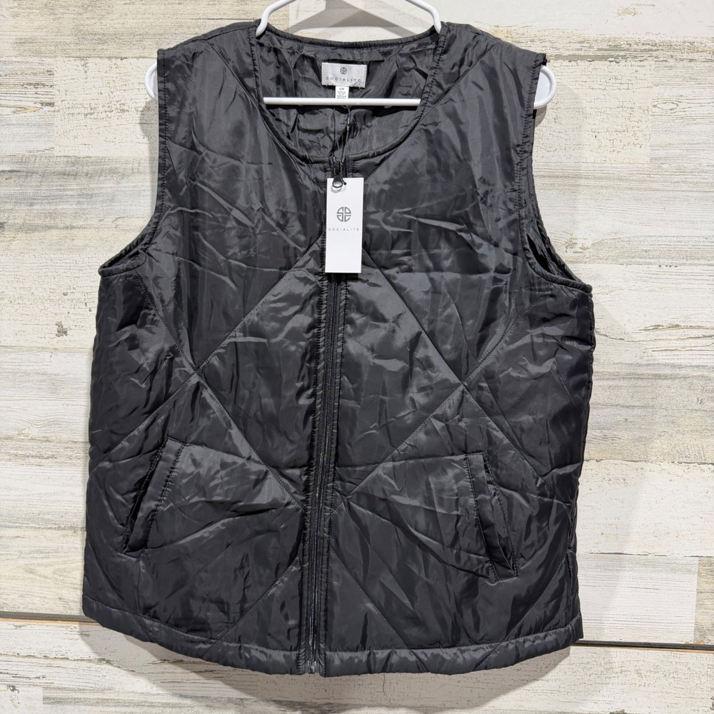 Socialite Quilted Vest Women S/M Black Diamond Puffer NWT